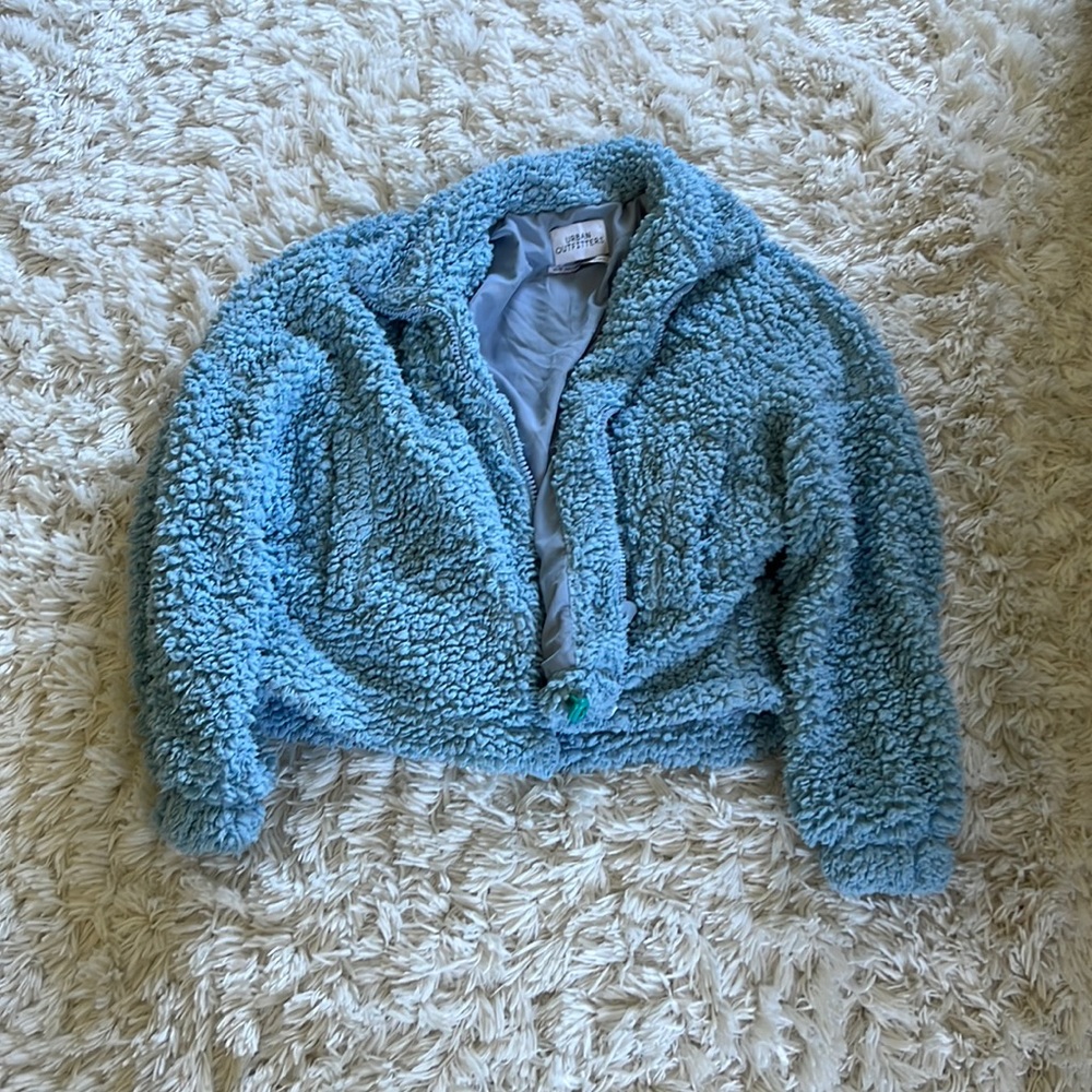Urban outfitters blue fluffy coat
